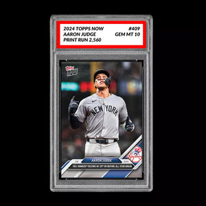 Graded 10 Aaron Judge 2024 Topps Now #409 Tied Yankees 33 HR's Atlanta Braves Baseball