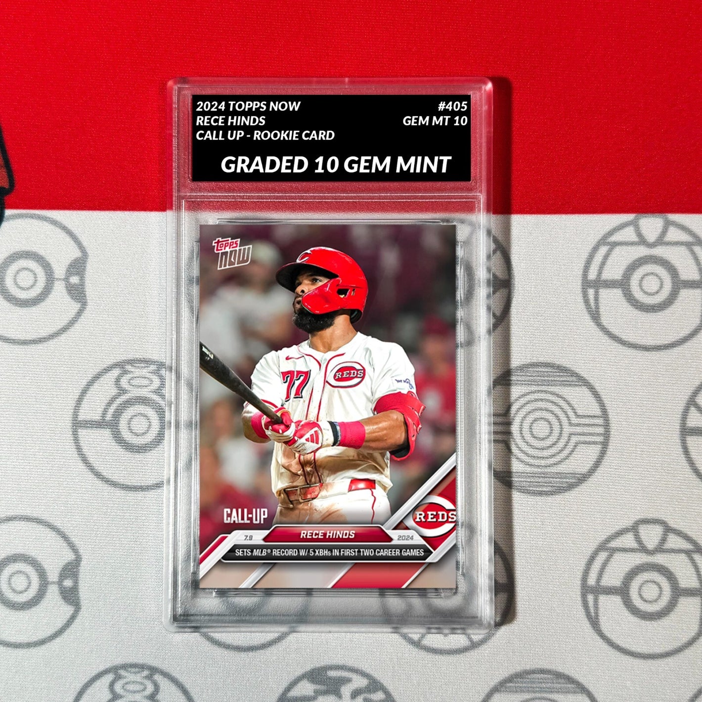 Graded 10 2024 Topps Now MLB #405 Rece Hinds CALL-UP Reds RC Rookie Baseball