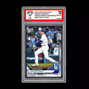Graded 10 FREDDIE FREEMAN #WS-5 2025 Topps Now World Series Champions Dodgers Baseball