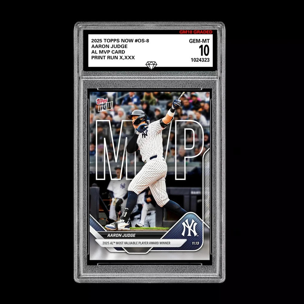 Graded 10 Aaron Judge AL MVP Card 2025 Topps NOW Yankees Baseball Card #OS-8 Baseball