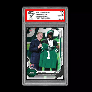 Graded 10 David Bailey  2025-26 TOPPS NOW RC Rookie Card Jets PRESALE Football