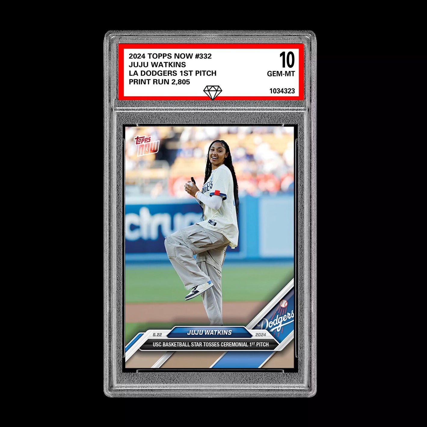 Graded 10 JuJu Watkins #332 2024 Topps Now RC USC Basketball Star Dodgers Baseball,Basketball