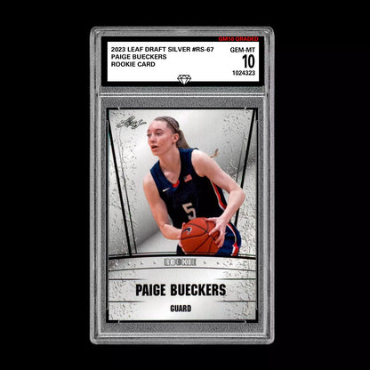 Graded 10 Paige Bueckers 2023 Leaf Draft Silver Rookie Card RC UConn Huskies #18 Basketball