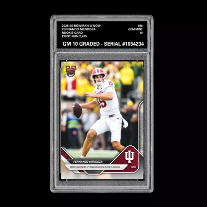 Graded 10 Fernando Mendoza RC Rookie Card 2025-26 Bowman U Topps Now #26  Football
