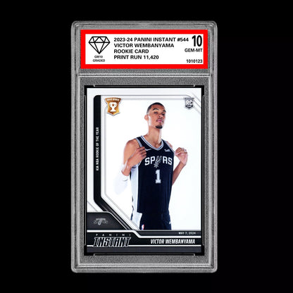 Graded 10 Victor Wembanyama RC #544 2023 Panini Instant Rookie San Antonio Spurs Basketball