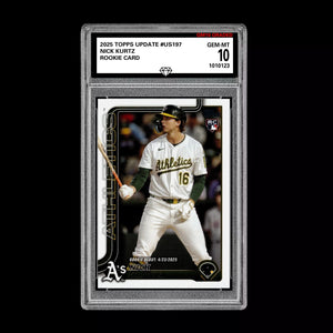 Graded 10 Nick Kurtz #US197 RC Rookie Card 2025 MLB Topps Update Athletics Baseball