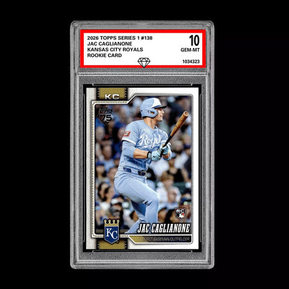 Graded 10 Jac Caglianone #138  Rookie Card RC 2026  Topps Series 1 Royals Baseball