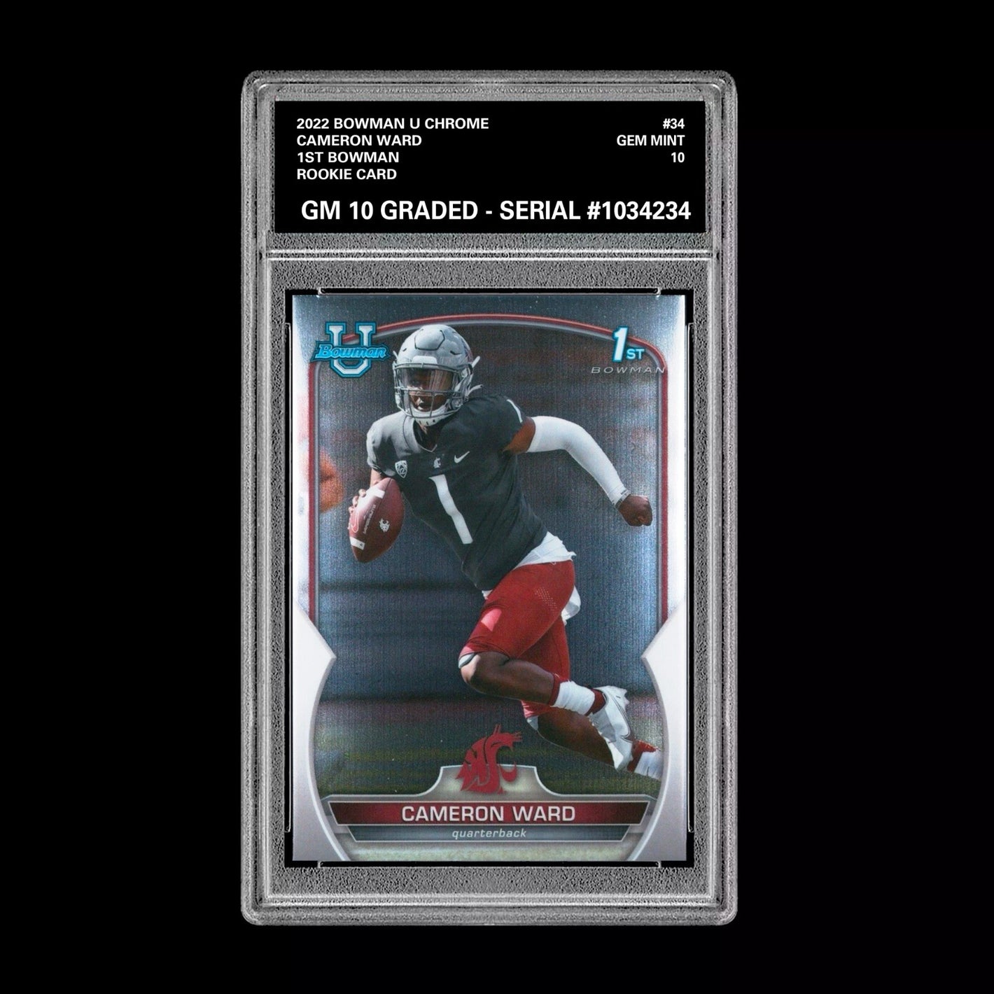 Graded 10 CAMERON CAM WARD 2022 Bowman Chrome University 1st #34 Rookie RC Draft Football