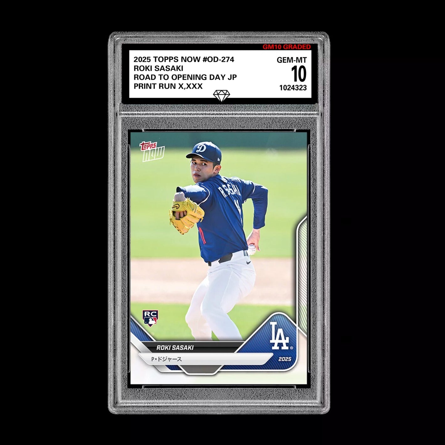 Graded 10 Roki Sasaki RC Japan 2025 Topps Now Road to Opening Day OD-274  Baseball
