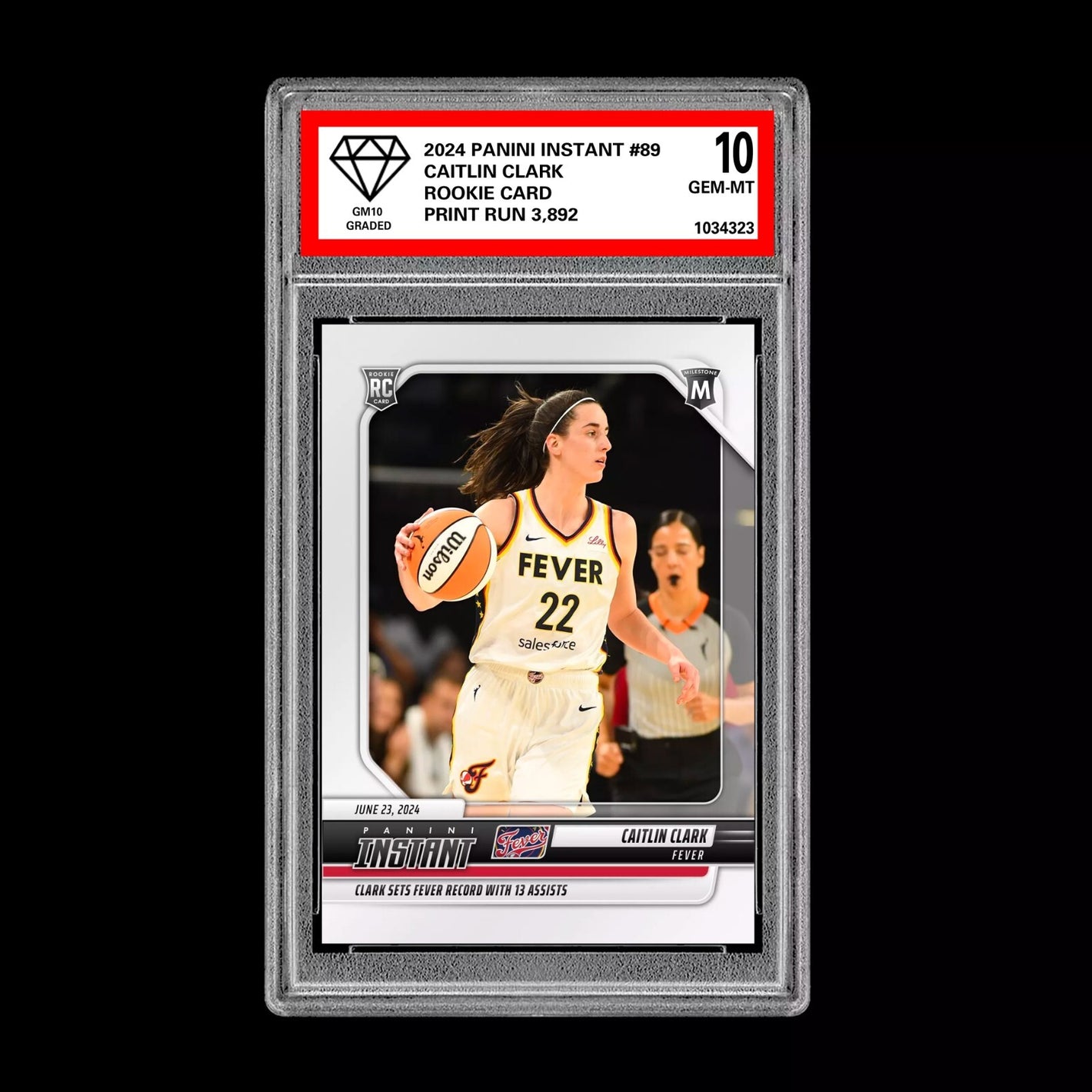 Graded 10 Caitlin Clark #89 RC Rookie Card 2024 Panini Instant Indiana Fever Basketball