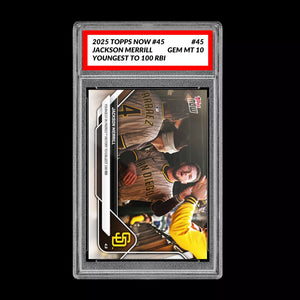 Graded 10 Jackson Merrill 2025 MLB Topps NOW Card 45 - RBI RECORD  Baseball