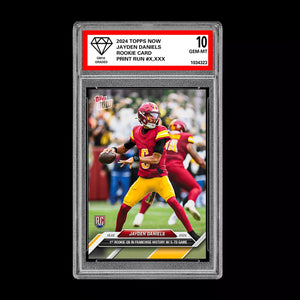 Graded 10 Jayden Daniels #16 RC 5 TD Game 2024 Topps NOW Rookie Card Football