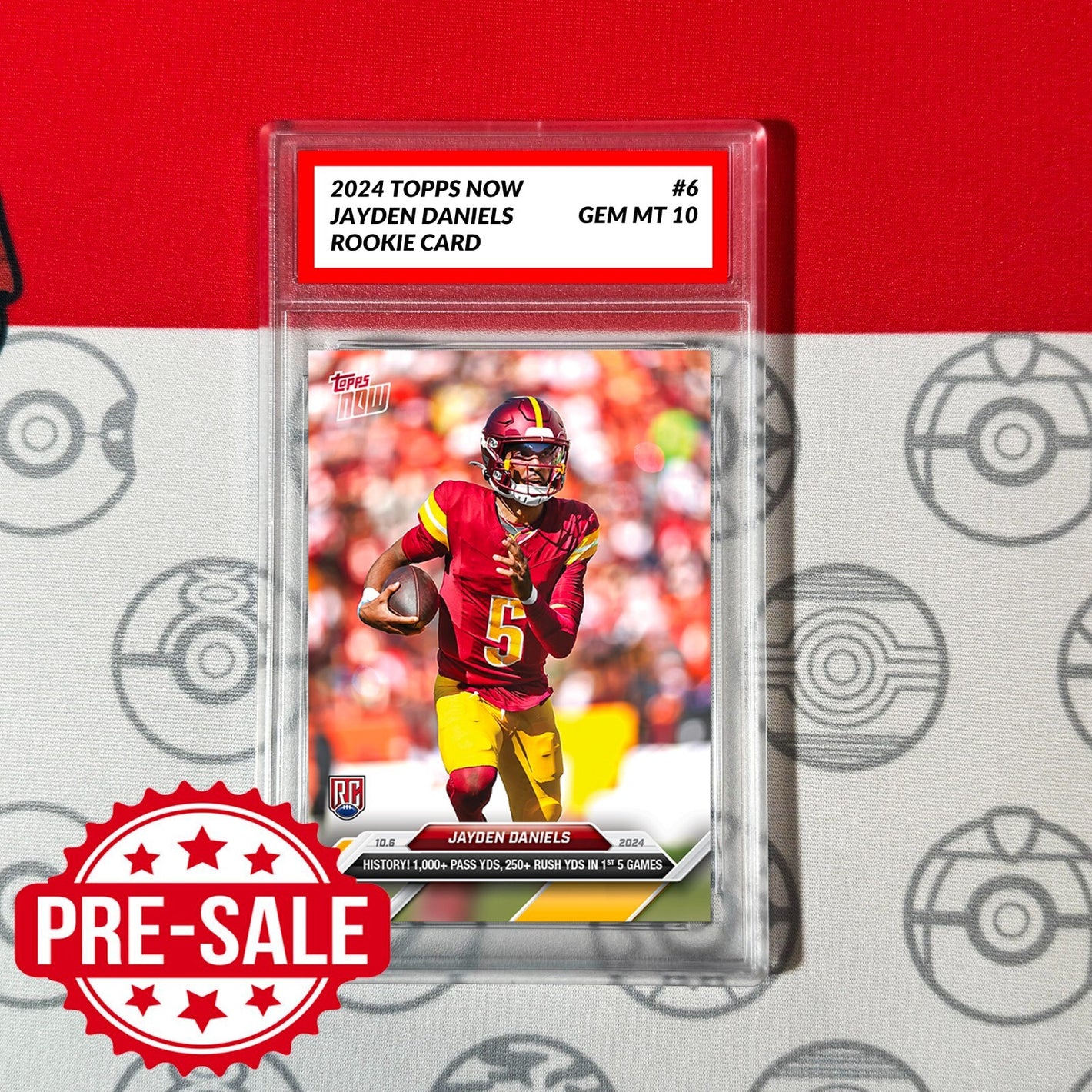 Graded 10 Jayden Daniels #6 RC ROOKIE Card - 2024 TOPPS NOW Football Washington Baseball,Football