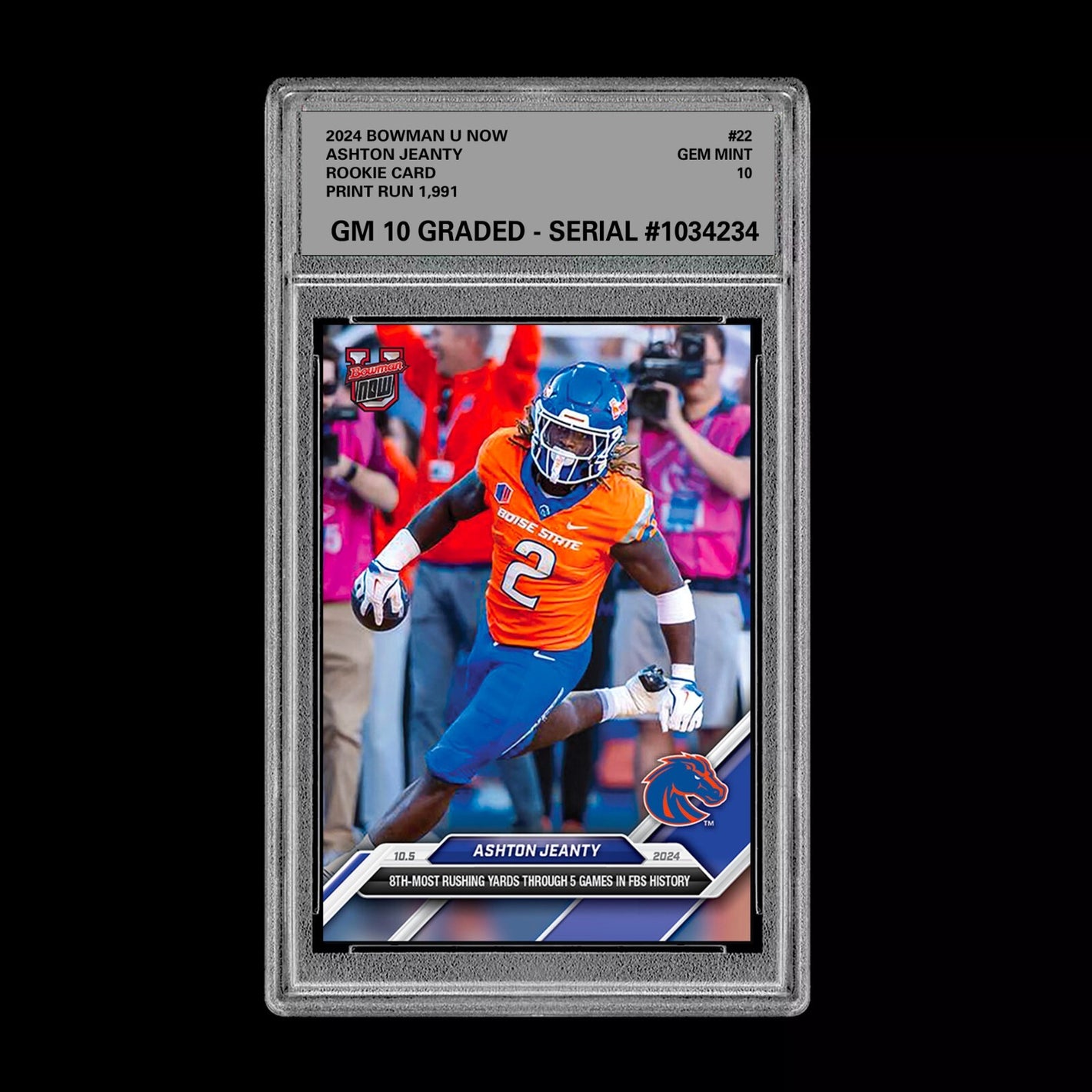 Graded 10 Ashton Jeanty RC Rookie 2024 Bowman U Now Football Card #22 Heisman Football