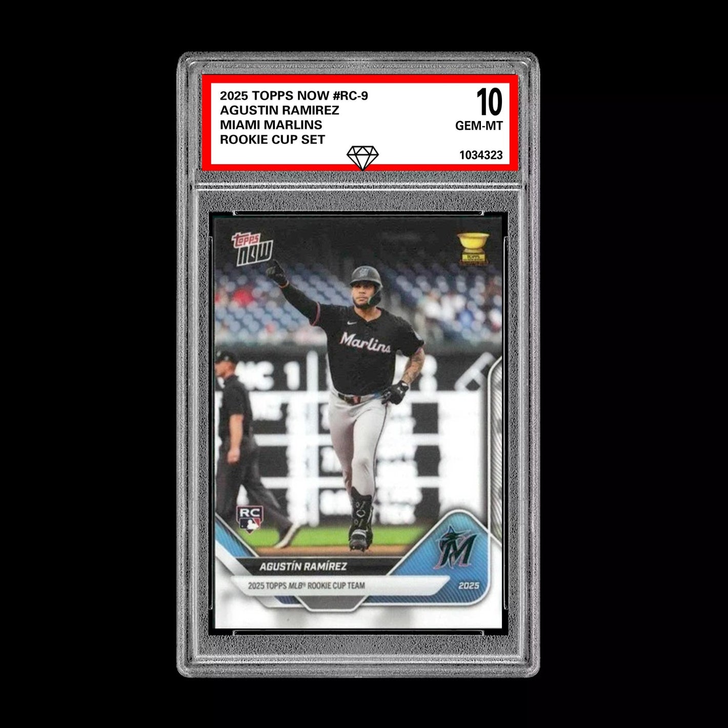 Graded 10 Agustin Ramirez RC-9 2025 Topps Now Rookie Cup Miami Marlins Baseball