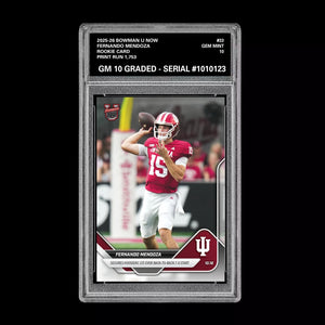 Graded 10 Fernando Mendoza RC Rookie Card 2025-26 Bowman U Topps Now #33 Football