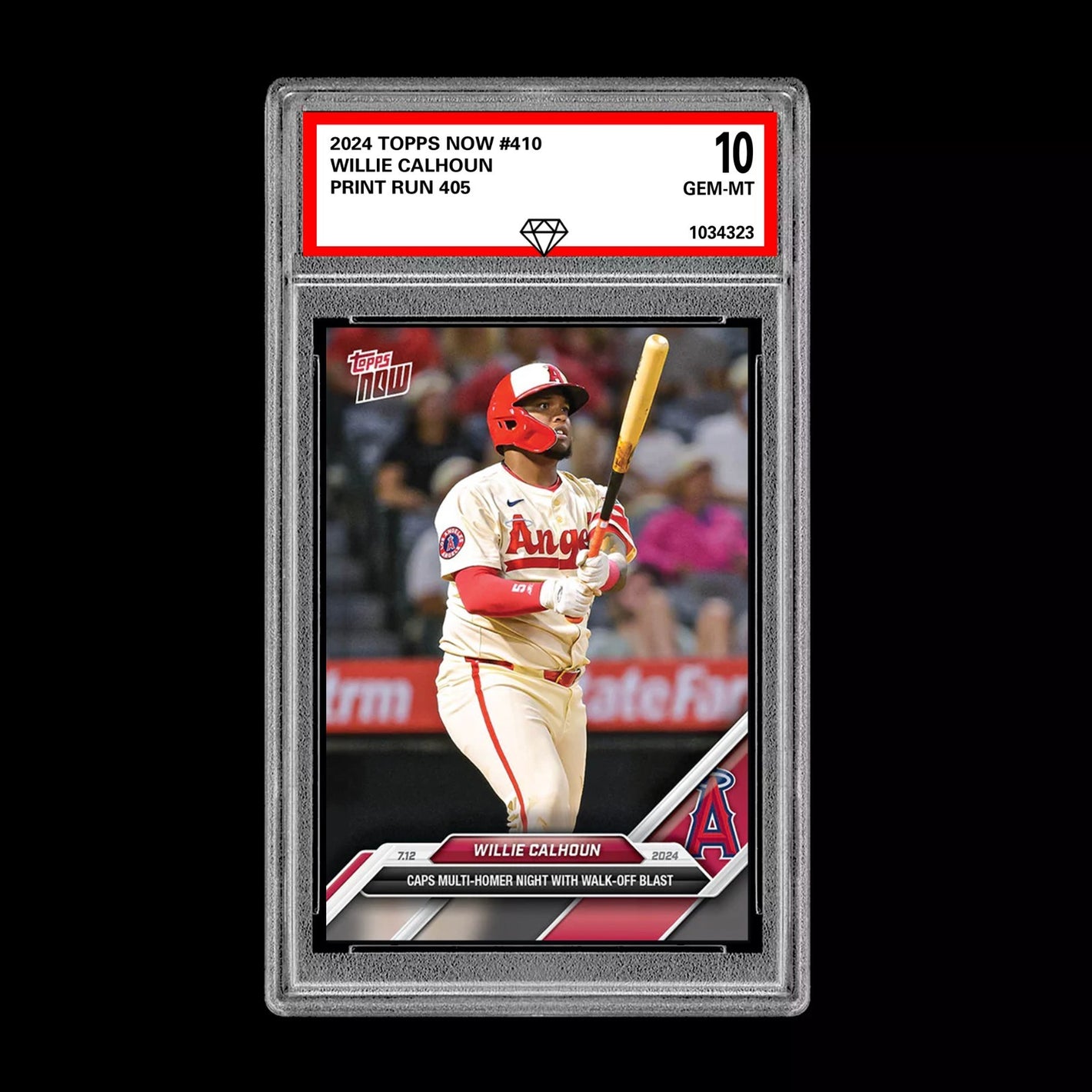 Graded 10 Willie Calhoun 2024 Topps Now #410 Multi HR Night Los Angeles Angels Baseball