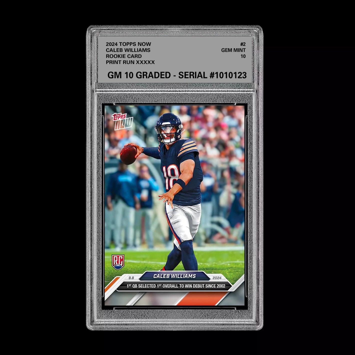 Graded 10 Caleb Williams #2 2024 Topps Now RC Rookie Card Debut Win Football