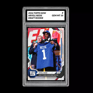 Graded 10 Arvell Reese  2025-26 TOPPS NOW RC Rookie Card Giants Football