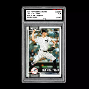 Graded 10 Cam Schlittler #111  Rookie Card RC 2026  Topps Series 1 Yankees Baseball