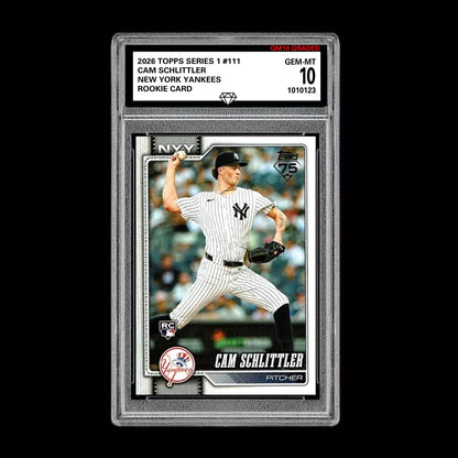 Graded 10 Cam Schlittler #111  Rookie Card RC 2026  Topps Series 1 Yankees Baseball