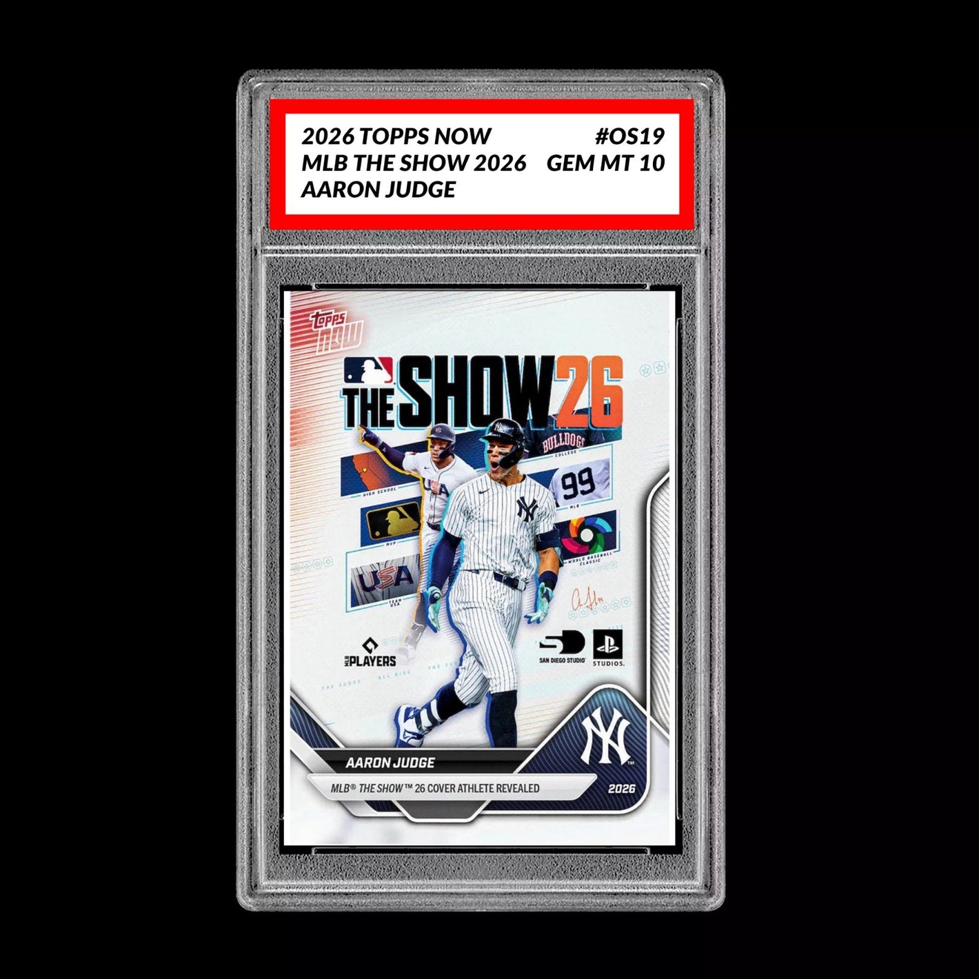 Graded 10 Aaron Judge #OS19 2026 Topps Now MLB The Show Cover Yankees  Football