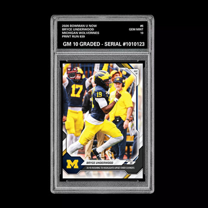 Graded 10 Bryce Underwood 2026 Topps NOW #6 Michigan Wolverines PRESALE Football