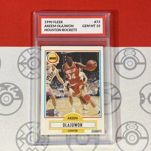 Graded 10 1990 Fleer Akeem Olajuwon Card 73 MINT Houston Rockets  GEM MINT Basketball