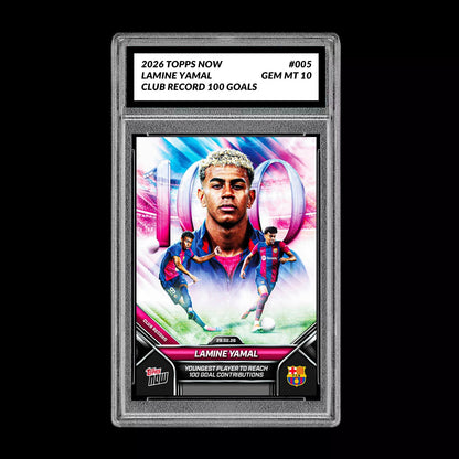 Graded 10 Lamine Yamal #005 2026 Topps Now Club Goal Record FC Barcelona PRESALE Soccer