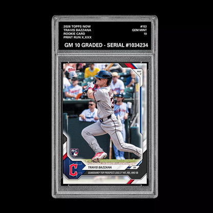 Graded 10 Travis Bazzana 2026 Topps NOW #153 Rookie Card Guardians PRESALE Baseball
