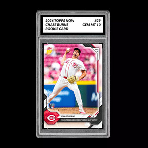 Graded 10 Chase Burns Rookie Card 29 2026 Topps NOW Cincinnati Reds PRESALE Baseball