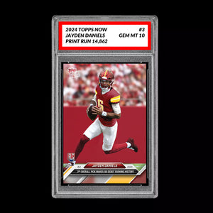 Graded 10 Jayden Daniels - 2024 TOPPS NOW #3 Washington RC ROOKIE CARD Football