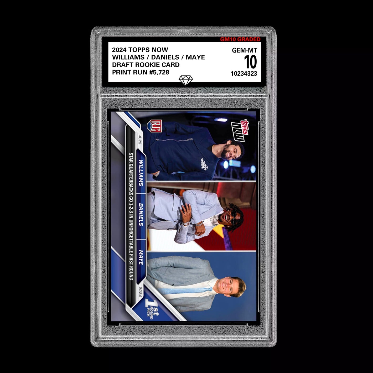 2024 TOPPS NOW #DTRIP CALEB WILLIAMS/DRAKE MAYE/JAYDEN DANIELS GRADED 10 Football