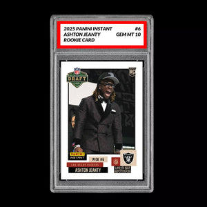 Graded 10 Ashton Jeanty RC Rookie Card 2025 Panini Instant NFL #NFLDN-6 RAIDERS Football