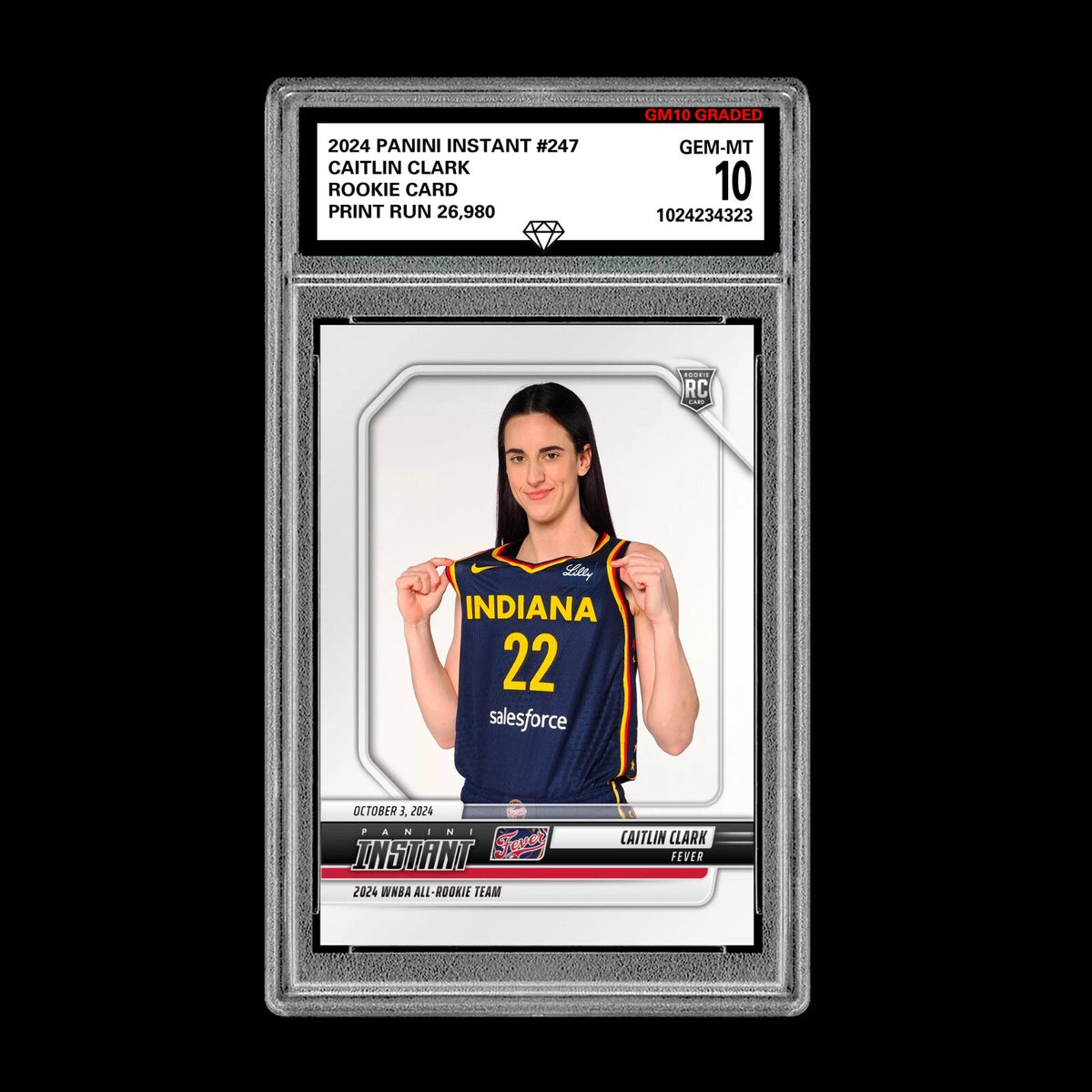 Graded 10 CAITLIN CLARK All Rookie Team 2024 Panini Instant #247 WNBA RC Card Basketball