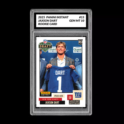 Graded 10 Jaxson Dart RC Rookie 2025 Panini Instant NFL Draft #15 NY Giants Football