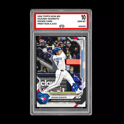 Graded 10 Kazuma Okamoto Rookie Card 25 2026 Topps NOW Toronto Blue Jays PRESALE Baseball