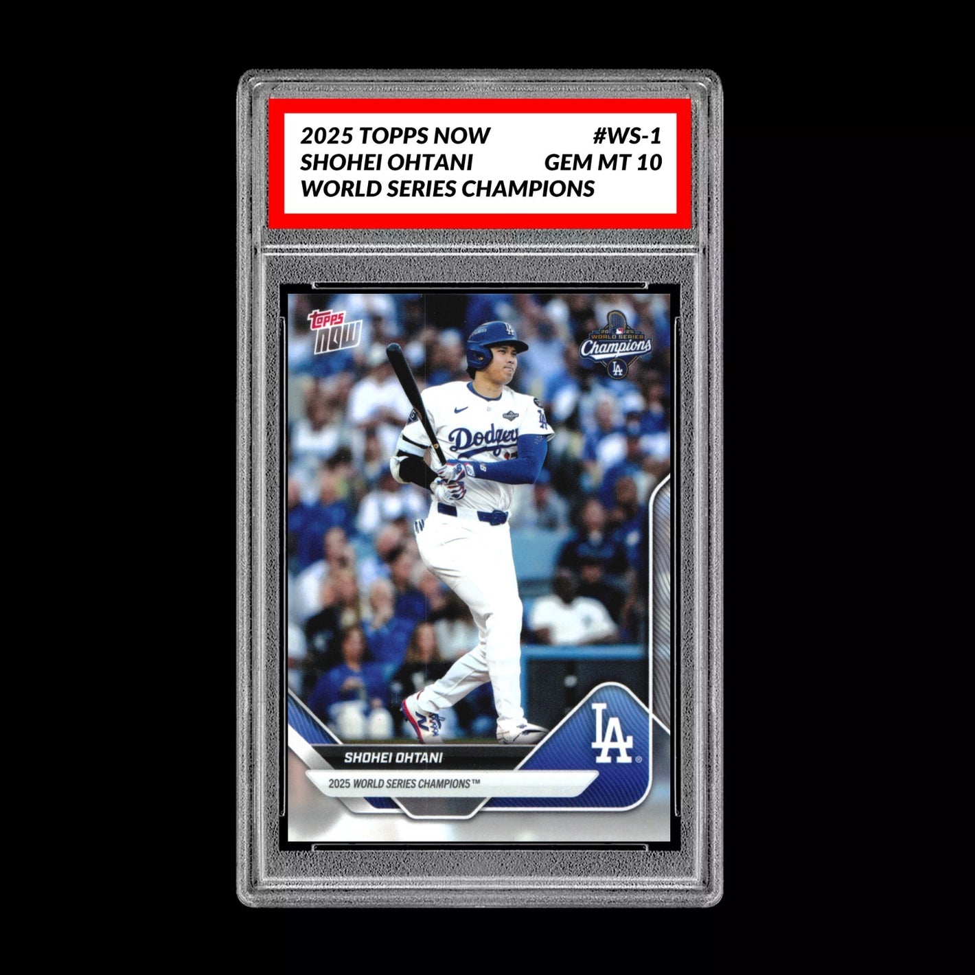 Graded 10 Shohei Ohtani #WS-1 2025 Topps Now World Series Champions Dodgers Baseball