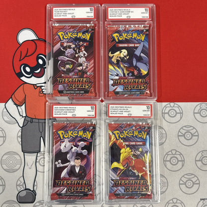 Graded 10 2025 Destined Rivals Art Set Of 4 Sealed Booster Card Pack Team Rocket