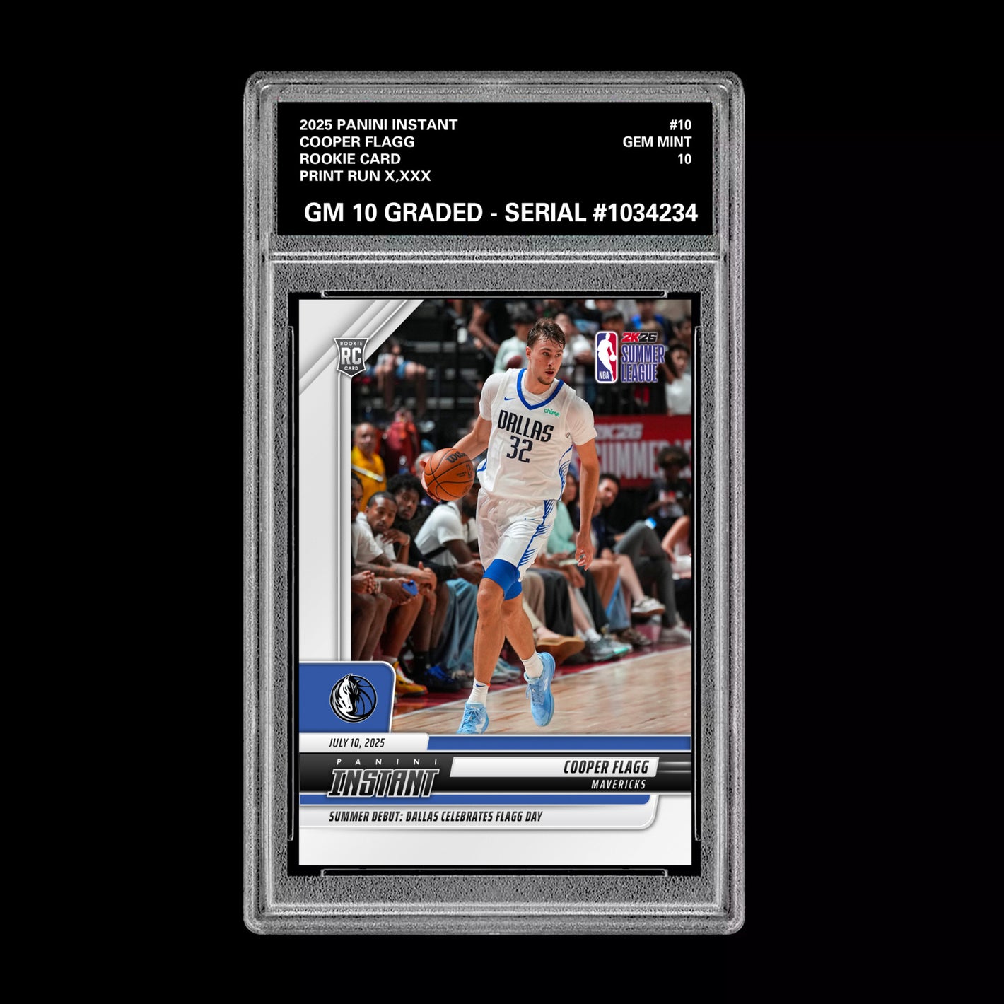 Graded 10 Cooper Flagg 2025 Panini Instant #10 RC Dallas DEBUT Mavs Rookie Card Basketball