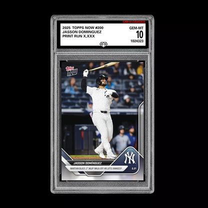 Graded 10 Jasson Dominguez 1st MLB Walk-Off 2025 MLB Topps NOW Card #200  Baseball