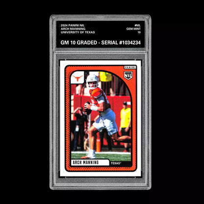 GRADED 10 ARCH MANNING #NIL RC Rookie Card 2024 Panini University of Texas Football