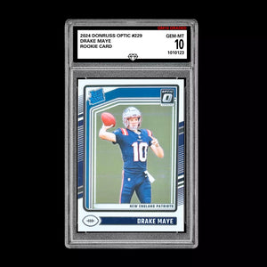 Graded 10 Drake Maye Panini 2024 Donruss Optic Rated Rookie #229 (RC) GEM MT Football