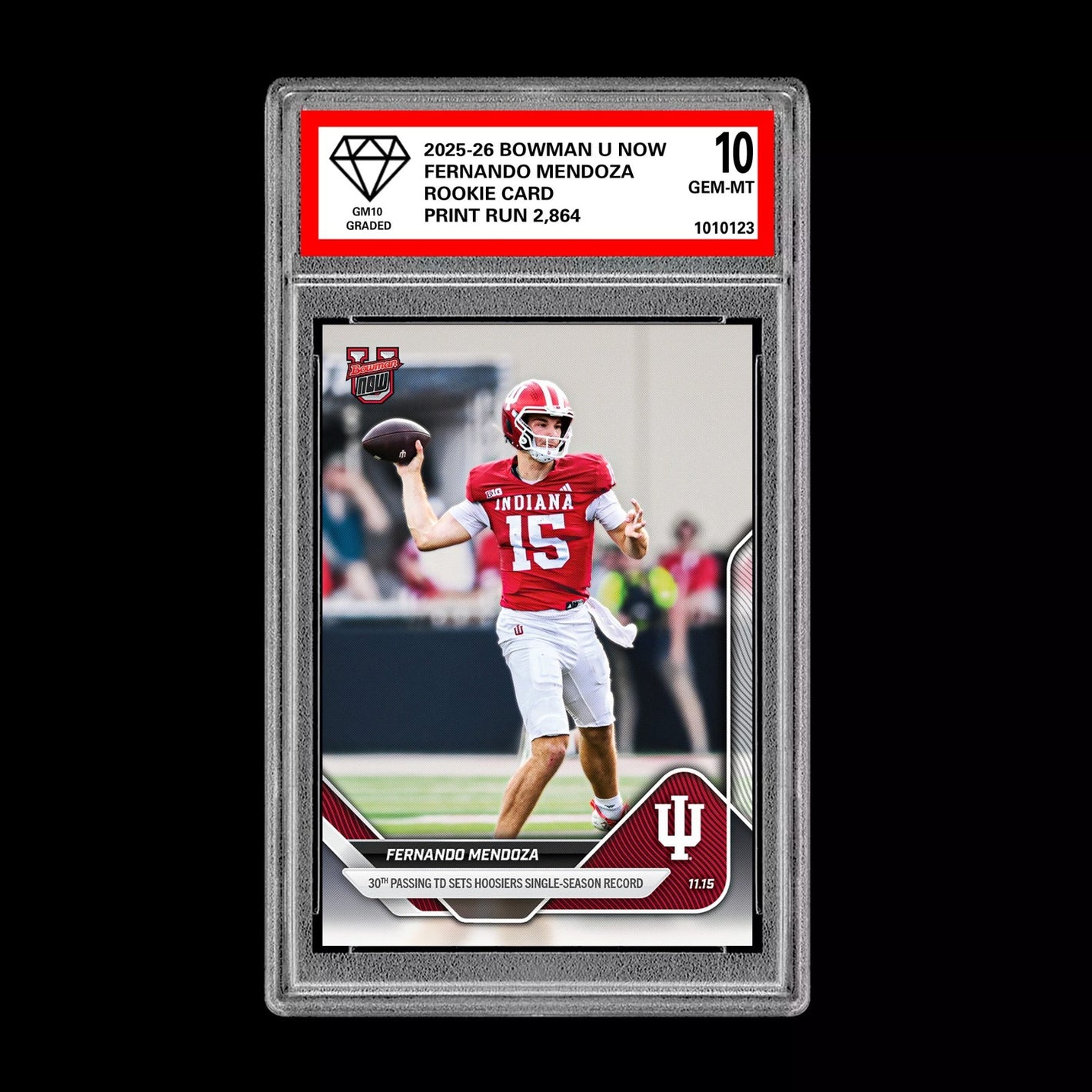 Graded 10 Fernando Mendoza RC Rookie Card 2025-26 Bowman U Topps Now #45 Presale Football