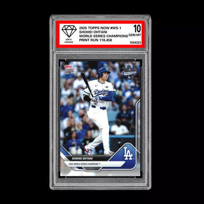 Graded 10 Shohei Ohtani #WS-1 2025 Topps Now World Series Champions Dodgers Baseball