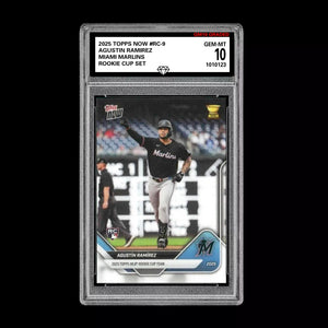 Graded 10 Agustin Ramirez RC-9 2025 Topps Now Rookie Cup Miami Marlins Baseball