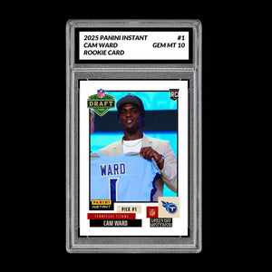 Graded 10 Cam Ward #1 Draft Pick Tennessee Titans 2025 Panini Instant RC Rookie Football