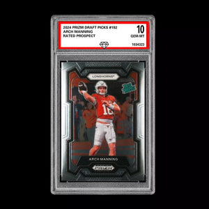 GRADED 10 2024 Prizm Draft Arch Manning RC ROOKIE TEXAS LONGHORNS #192 Football