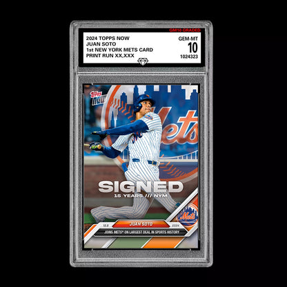 Graded 10 Juan Soto #OS-8 2024 MLB Topps NOW First New York Mets Card Baseball