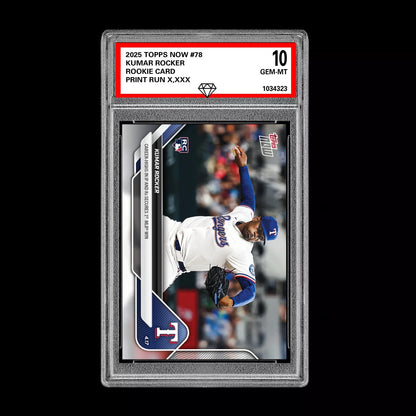Graded 10 Kumar Rocker Rookie RC Rangers 2025 MLB Topps NOW Card 78  Baseball